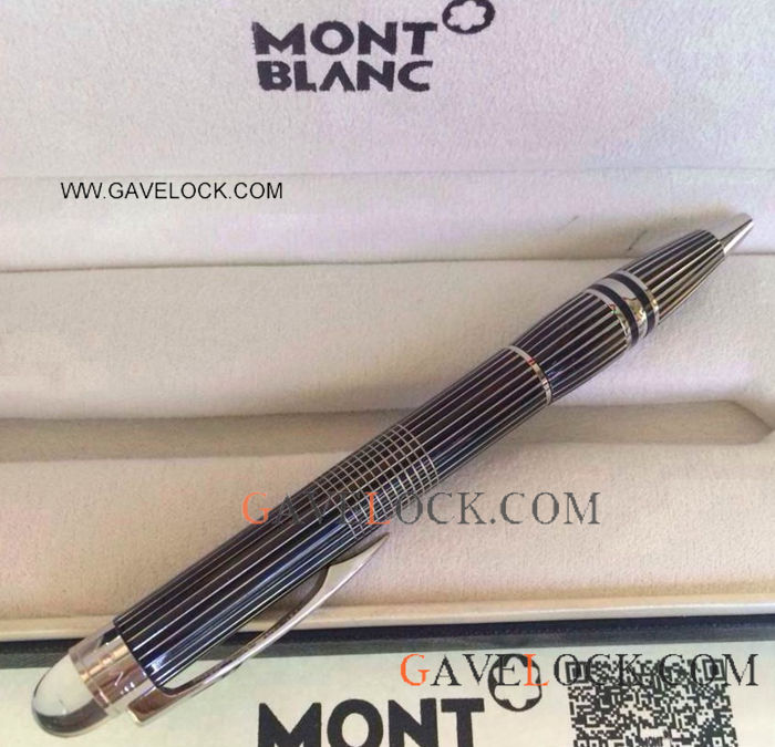 Copy Mont blanc Starwalker Pen Black& Silver Stripped Ballpoint